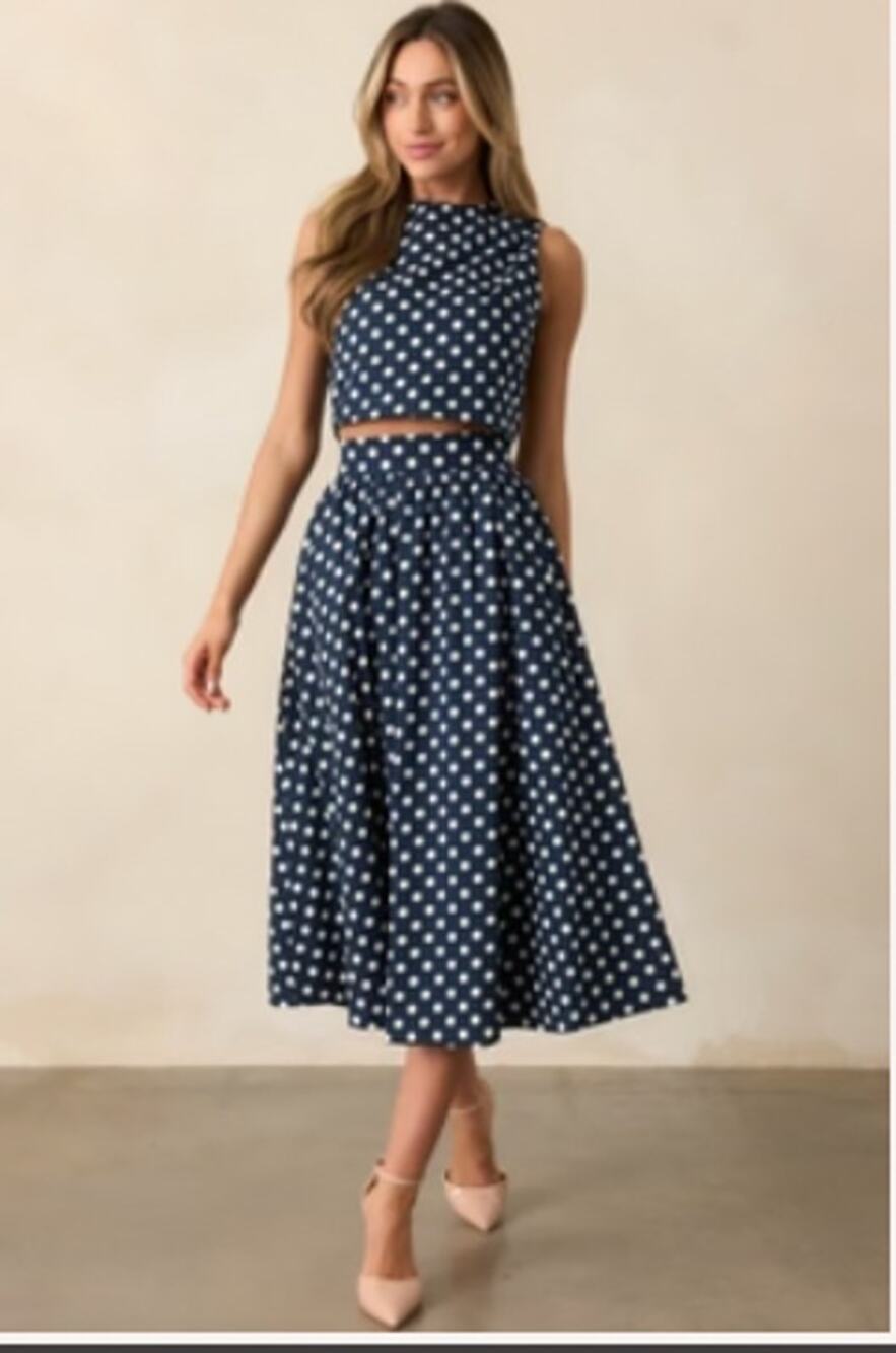 NWT Prosperina Ellie Navy Polka Dot Cotton Tank Top Sz L